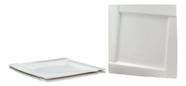 Set Of 3 Contemporary White Porcelain Square Large Dinner Serveware Plat... - $78.82 CAD