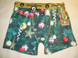 New Crazy Boxer Men&#39;s Poly Blend Boxer Brief Holiday Christmas Tree Orna... - $14.84