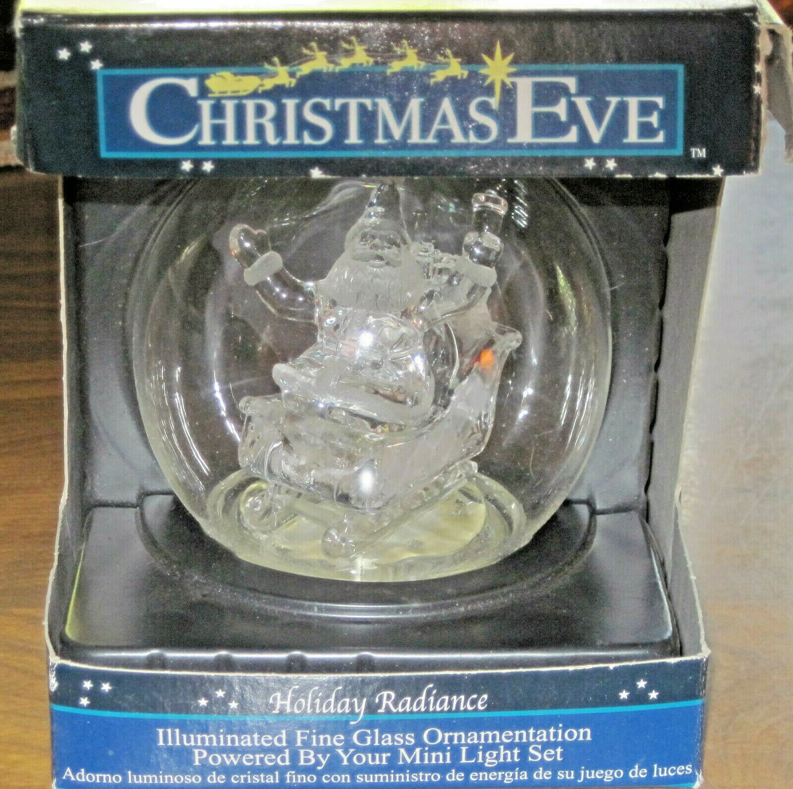 Primary image for Cavanagh Christmas Eve Illuminated Fine Glass Ornament Santa & Sleigh 3.5" Ball