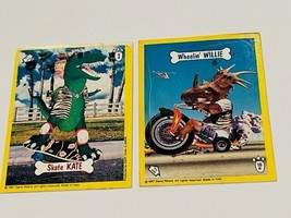 Wacko-Saurs Dinosaurs Trading Cards Stickers Skate Kate Wheelin Willie 1987 vtg - £8.80 GBP