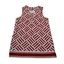 Mud Pie Shirt Womens M Red White Sleeveless Button Polyester Geometric B... - £14.74 GBP