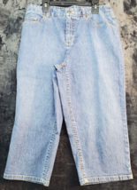 Talbots Capri Jeans Womens Petite Small Blue Denim Cotton Pockets Belt L... - $17.94