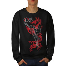 Wellcoda Ninja Dragon Warrior Mens Sweatshirt, Kung Fu Casual Pullover Jumper - £24.19 GBP+