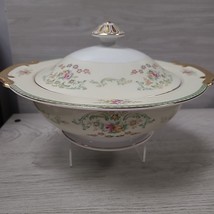 Meito China Japan Hand Painted Gold Handled Oval Soup Serving Bowl Floral - £10.96 GBP