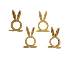 Easter Bunny Rabbit Ears Set of 4 Gold Napkin Rings Holders USA PR202-GLD-4 - £3.98 GBP