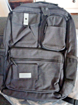 Bella Russo 17&quot; Laptop Canvas Backpack Charcoal Black Comfort Straps - £13.34 GBP