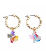 White Multi Color Texas Gold Hoops - £10.16 GBP