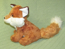 9&quot; Aurora Fox Plush Sitting Stuffed Animal Glitter Eyes Shiny White Tip Tail Toy - £8.63 GBP