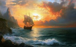 Amazing digital wallpaper of a ship at sea (2560x1600) - $0.94