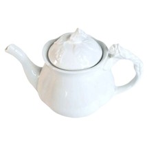 Ceramic Teapot I Godinger Sculptured Rose Leaves Handle Lid Ivory White Color - £18.34 GBP