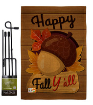 Happy Fall Y'all Burlap - Impressions Decorative Metal Garden Pole Flag Set GS19 - $33.97