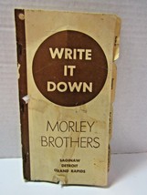 1960 Morley Brothers MI Write It Down Collectible Advertising Distributor Book - £17.90 GBP