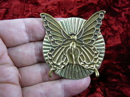 (b-but-352) Butterfly fairy lady love BRASS pin pendant JEWELRY wow - $21.49