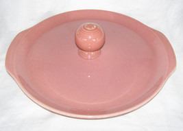 Vintage Lot Of 2 Rose Pink Fiesta Ware Round Platter w/HANDLES+MATCH Salt Shaker - £30.37 GBP