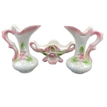 Vintage Pink Lusterware Lot of 3, Pitchers and candy dish - $24.74