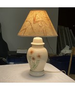 Vintage Painted Signed KR Ceramic Ginger Jar Style Table Lamp With Shade - $92.61 CAD
