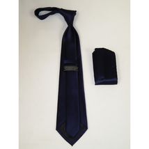Men's Tie/Hankie Microfiber Silky Vito Rofolo by J.Valintin VTR-89 Navy Blue image 2