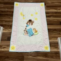 Vintage Sleepy Teddy Handmade Baby Quilt 34”x52” - €27,20 EUR