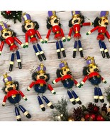 Vintage Christmas Wooden Toy Soldier Guard Tree Ornaments Set/9 Hand Pai... - $15.88