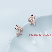 S925 Silver Stud Earrings With Diamonds Animal Fawn Earrings Reindeer Earrings - £66.94 GBP