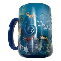 Walt Disney Mug World Epcot Theme Park Where Magic Blue 3D with Glitter - $26.67