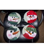 4 Sakura Fiddlestix SNOWMEN PORTRAITS Dessert Plates 4 Colors &amp; Designs ... - €40,01 EUR