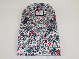 Men's Shirt By CASILA Turkey Cotton Blend Long Sleeves 501660-03 White Floral image 3