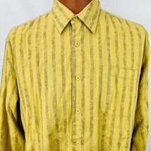 Tommy Bahama Long Sleeve Yellow Gold XL Shirt Jacquard Striped Fabric - £55.81 GBP