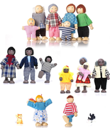 17 Pcs Wooden Doll House People of 15 Family Figures and 2 Pets (Dog and... - £27.29 GBP