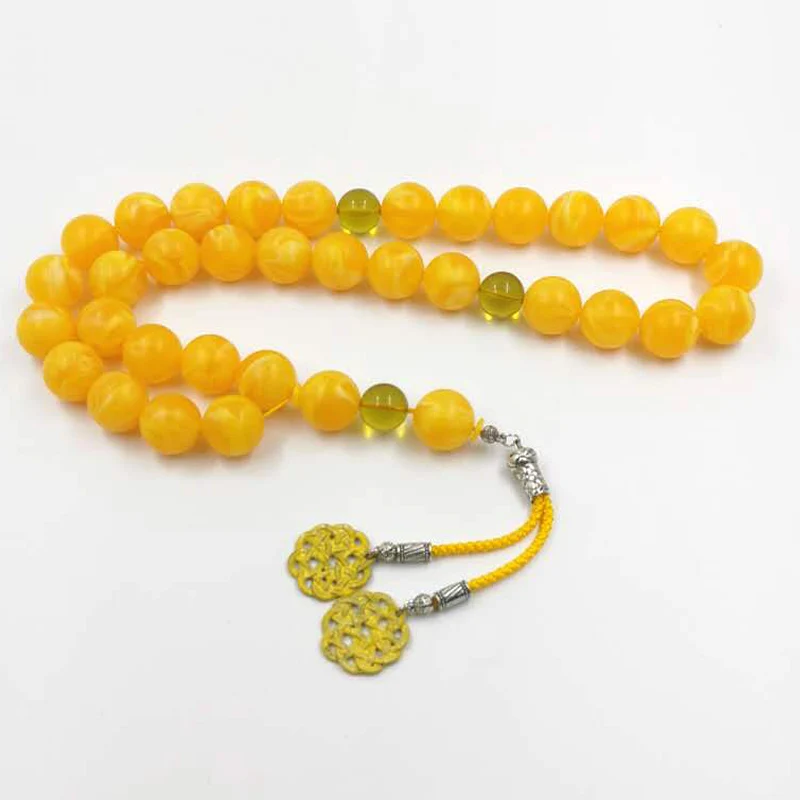 New Arrive Yellow resin Tasbih 33 45 51 66 99 Beads high quality misbaha Man&#39;s I - £59.86 GBP