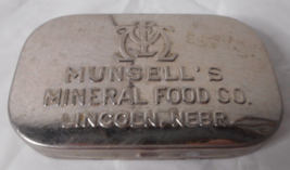 Vtg Munsell&#39;s Mineral Food Co Lincoln Nebr Tin Pill Snuff Box Store Advertising - £17.12 GBP