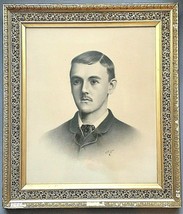 Americana 19th Century Photo-Crayotypes Signed &quot;HP Lane 1884&quot; Young Man Portrait - £275.77 GBP