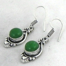 925 Sterling Silver Handmade Round Green Onyx Gemstone Earrings BES-1208 Gift - £15.66 GBP