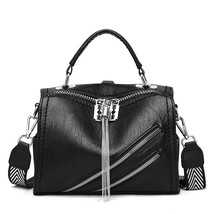 Brand Women Leather Handbags Fashion Rivet Tassels Women Bag Black Crossbody Bag - £58.25 GBP