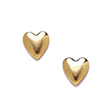 Women/Children's Stylish 14K Solid Yellow Gold 6MM Heart Stud Earrings PushBack - £19.16 GBP