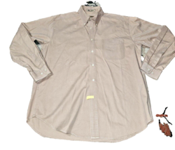 Lord &amp; Taylor mens Shirt casual classic Natural Oxford MEDIUM long sleev... - $19.15