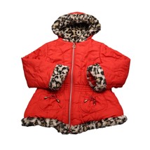 Pistachio Jacket Girls L 6X Red Faux Fur Hooded Full Zip Long Sleeve Poc... - £22.86 GBP