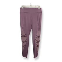 Womens Leggings Pants Purple Mid Rise Stretch Crisscross Strap Running P... - £14.54 GBP