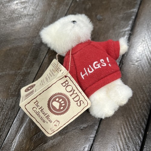 Boyds Mini Messenger Bear White Plush Message Hugs Red Shirt 3.5 Inch Stuffed Item image 4