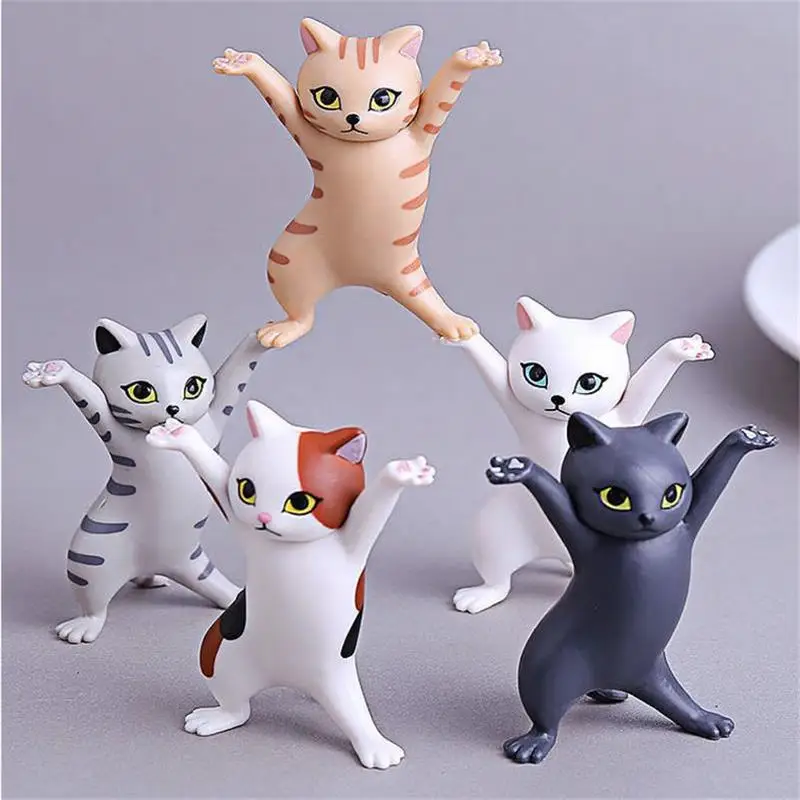 1/5PCS Dancing  Cartoon Mini Cat Figures Case Support Earphone stand Cute Doll - £8.90 GBP+