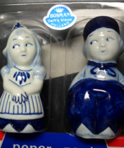 Bosman Salt and Pepper Shaker Set Holland Delft&#39;s Blauw Dutch Boy and Gi... - $9.99