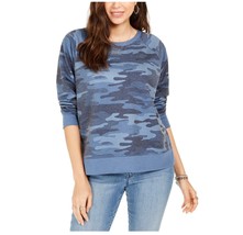 Style &amp; Co Womens Small Blue Camo Crewneck Long Sleeve Sweatshirt NWT BW16 - £8.90 GBP