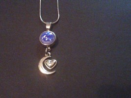 NEW Moon/Heart dangle  necklace with 3 snaps-Interchange w/Ginger snap 12 mm - £6.55 GBP