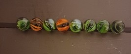 Lot Of 8 Vintage Swirl Ribbon Caged Dead Center Cats Eye Marbles - €7,75 EUR