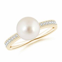 ANGARA South Sea Pearl Reverse Tapered Shank Ring for Women in 14K Solid Gold - £927.65 GBP