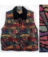 Painted Pony Vest Multi Color Tapestry Patchwork Design Faux Fur Collar ... - £9.34 GBP