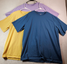 Lot of 3 Lands&#39; End Super Tee Shirt Mens XLT Purple Yellow Teal Short Sleeve EUC - £19.28 GBP