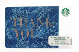 Starbucks Coffee 2015 Gift Card THANK YOU Snowflakes Blue Silver Zero Balance - £9.04 GBP