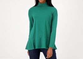 Susan Graver Weekend Cool Touch Mock Neck Tunic- Vibrant Green, PETITE XL - £18.85 GBP