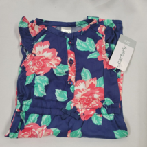 Carters Baby Girl Blue Floral One Piece Ruffle Romper Clothes Outfit 0-3... - $226.15 MXN